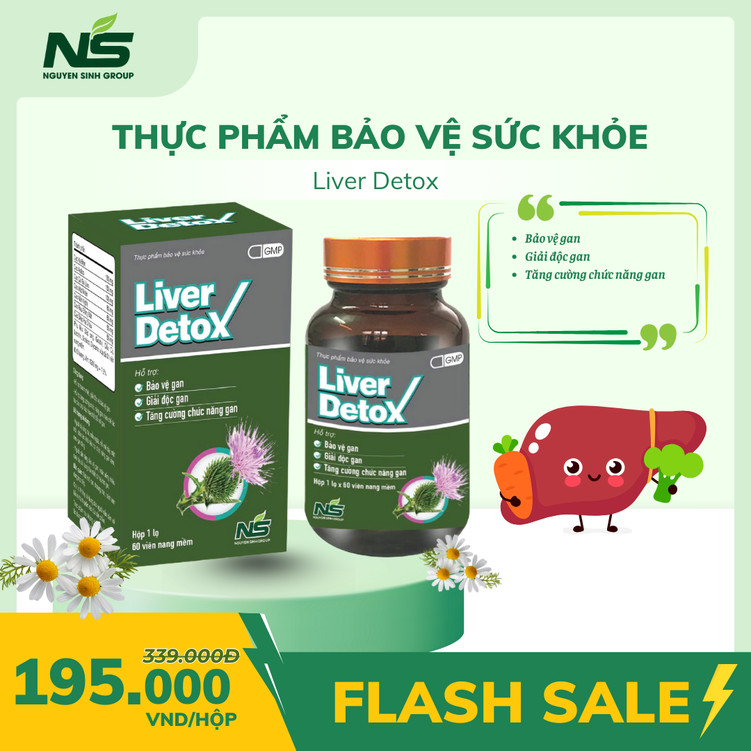 Giải độc gan LIVER DETOX - Thực phẩm bảo vệ sức khỏe (Hộp 01 lọ x 60 viên nang mềm)