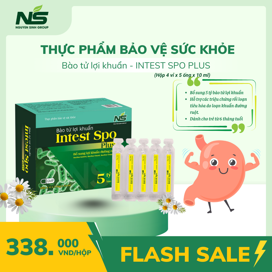 Thực phẩm bảo vệ sức khỏe Bào tử lợi khuẩn - INTEST SPO PLUS (Hộp 4 vỉ x 5 ống x 10 ml)