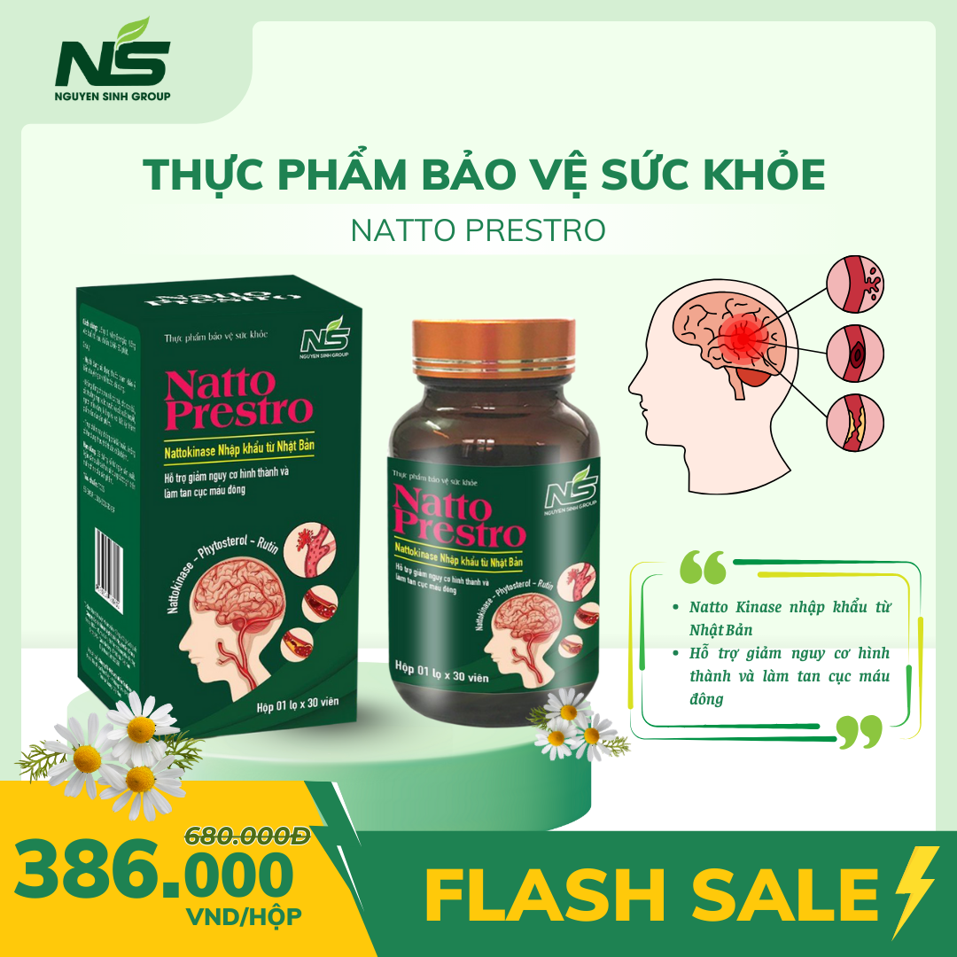 Thực phẩm bảo vệ sức khỏe NATTO PRESTRO (Hộp 01 chai x 30 viên)